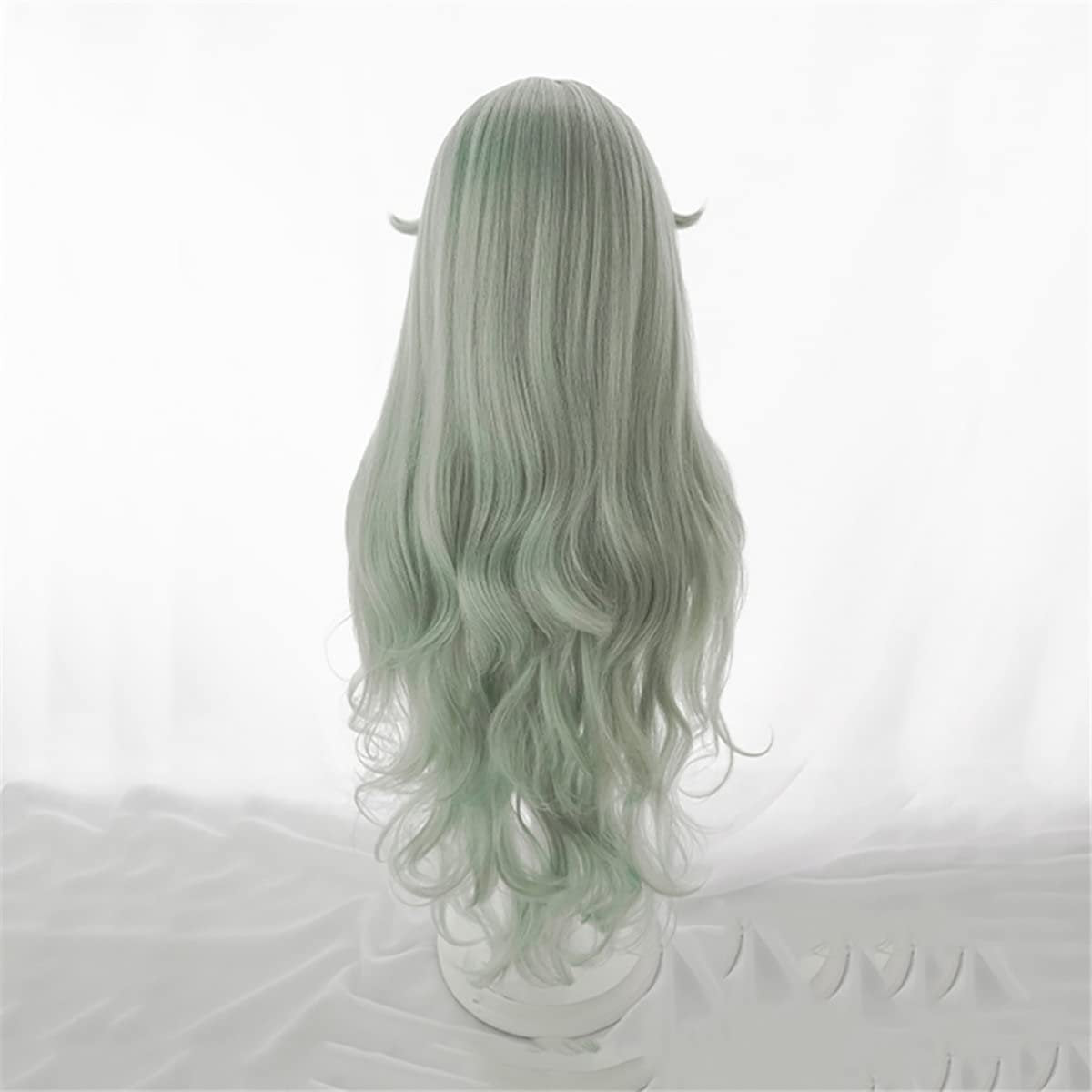 PWEINCY Green Wavy Adult Wig – Synthetic Wavy Hair with Bangs for Women, 20-23.6 Inch - görsel 7