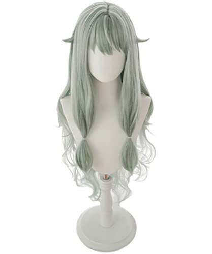 PWEINCY Green Wavy Adult Wig – Synthetic Wavy Hair with Bangs for Women, 20-23.6 Inch - görsel 2