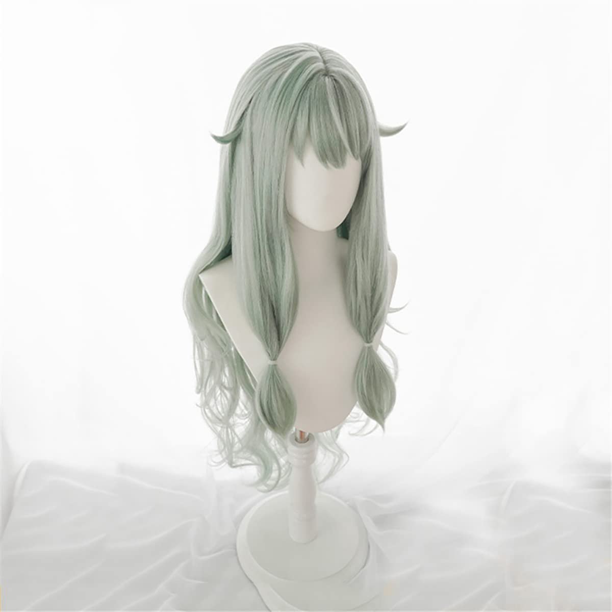 PWEINCY Green Wavy Adult Wig – Synthetic Wavy Hair with Bangs for Women, 20-23.6 Inch - görsel 3