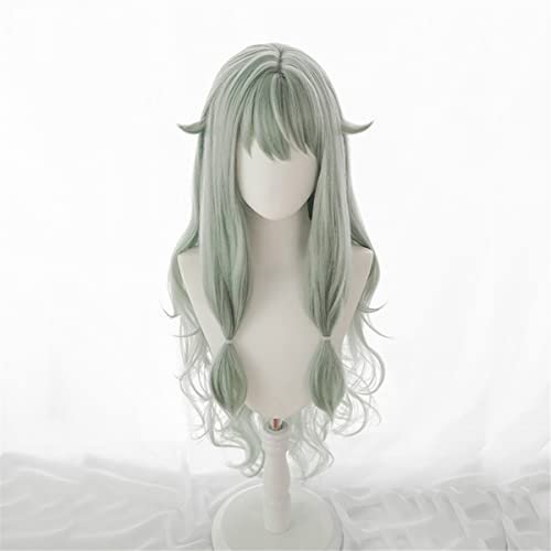 PWEINCY Green Wavy Adult Wig – Synthetic Wavy Hair with Bangs for Women, 20-23.6 Inch - görsel 10