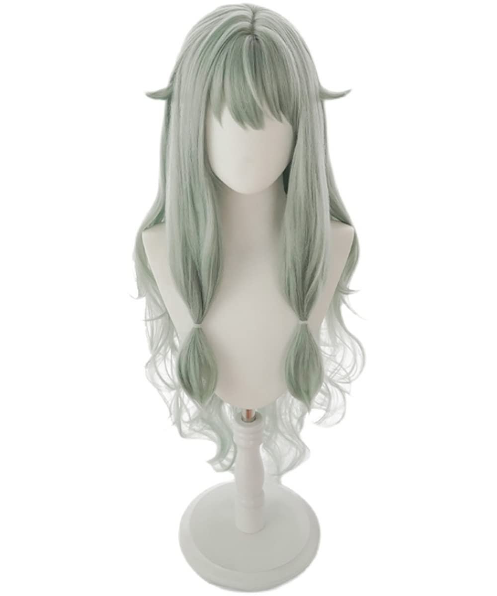 PWEINCY Green Wavy Adult Wig – Synthetic Wavy Hair with Bangs for Women, 20-23.6 Inch - görsel 1