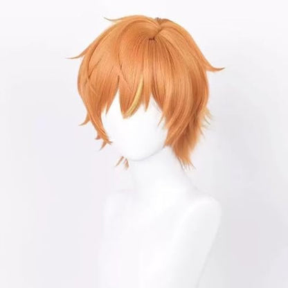 PWEINCY Orange Adult Wig with Bangs – Synthetic Fiber Halloween Party Hair 50-60cm