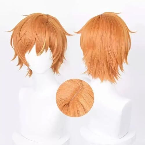 PWEINCY Orange Adult Wig with Bangs – Synthetic Fiber Halloween Party Hair 50-60cm - görsel 10