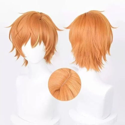 PWEINCY Orange Adult Wig with Bangs – Synthetic Fiber Halloween Party Hair 50-60cm