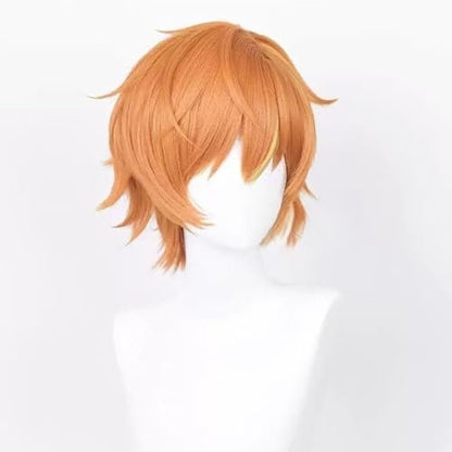 PWEINCY Orange Adult Wig with Bangs – Synthetic Fiber Halloween Party Hair 50-60cm