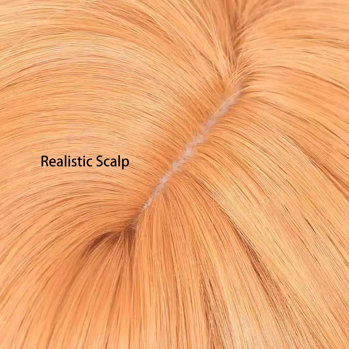 PWEINCY Orange Adult Wig with Bangs – Synthetic Fiber Halloween Party Hair 50-60cm - görsel 3