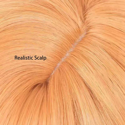 PWEINCY Orange Adult Wig with Bangs – Synthetic Fiber Halloween Party Hair 50-60cm