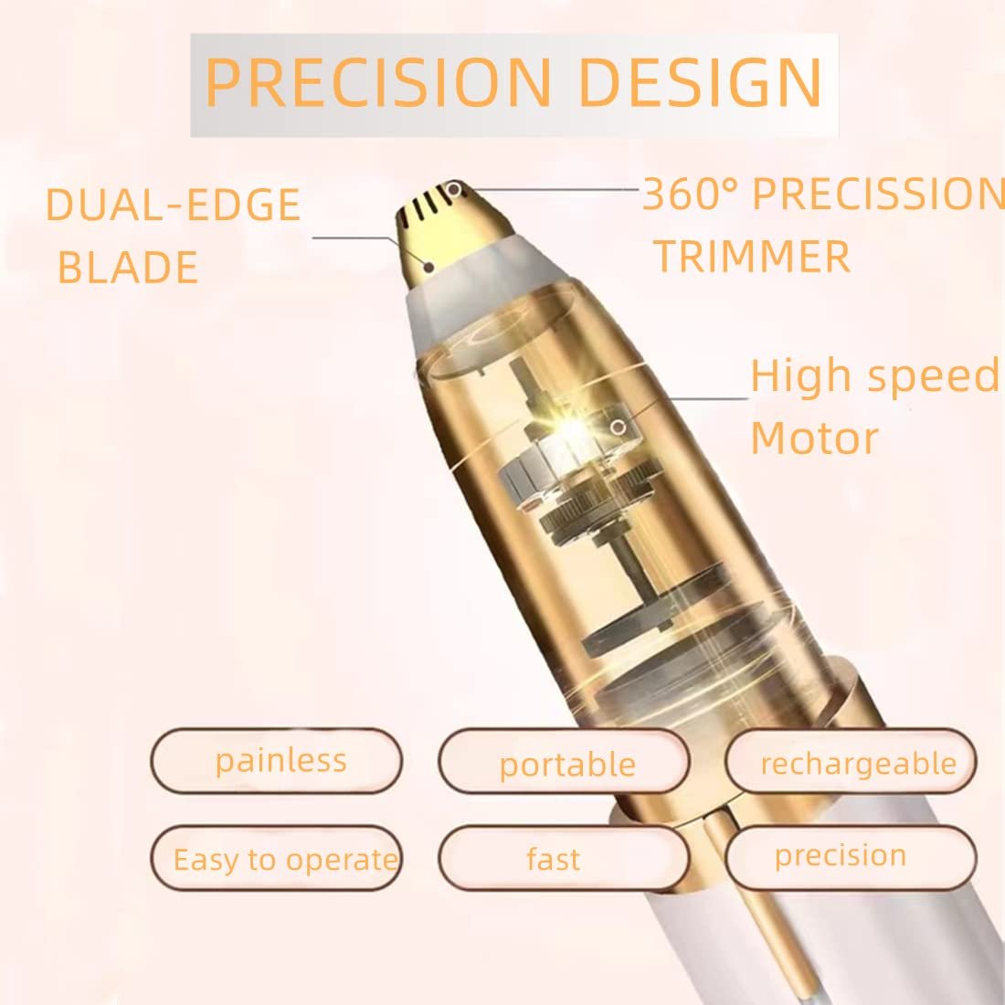 Colordiary Women's Electric Eyebrow Hair Remover - LED Light, Stainless Steel Blade, Rechargeable, Anti-Allergenic - görsel 8