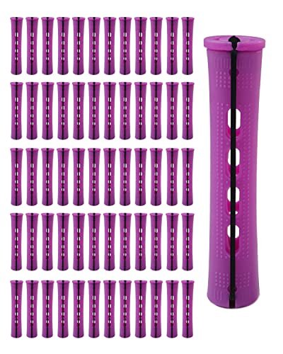 DF DUALFERV 60-Pack Purple Perm Rods 0.75 Inch - Plastic Cold Hair Roller Curlers for Natural Hair, Long Medium Short Hair Styling Tool Avelisse