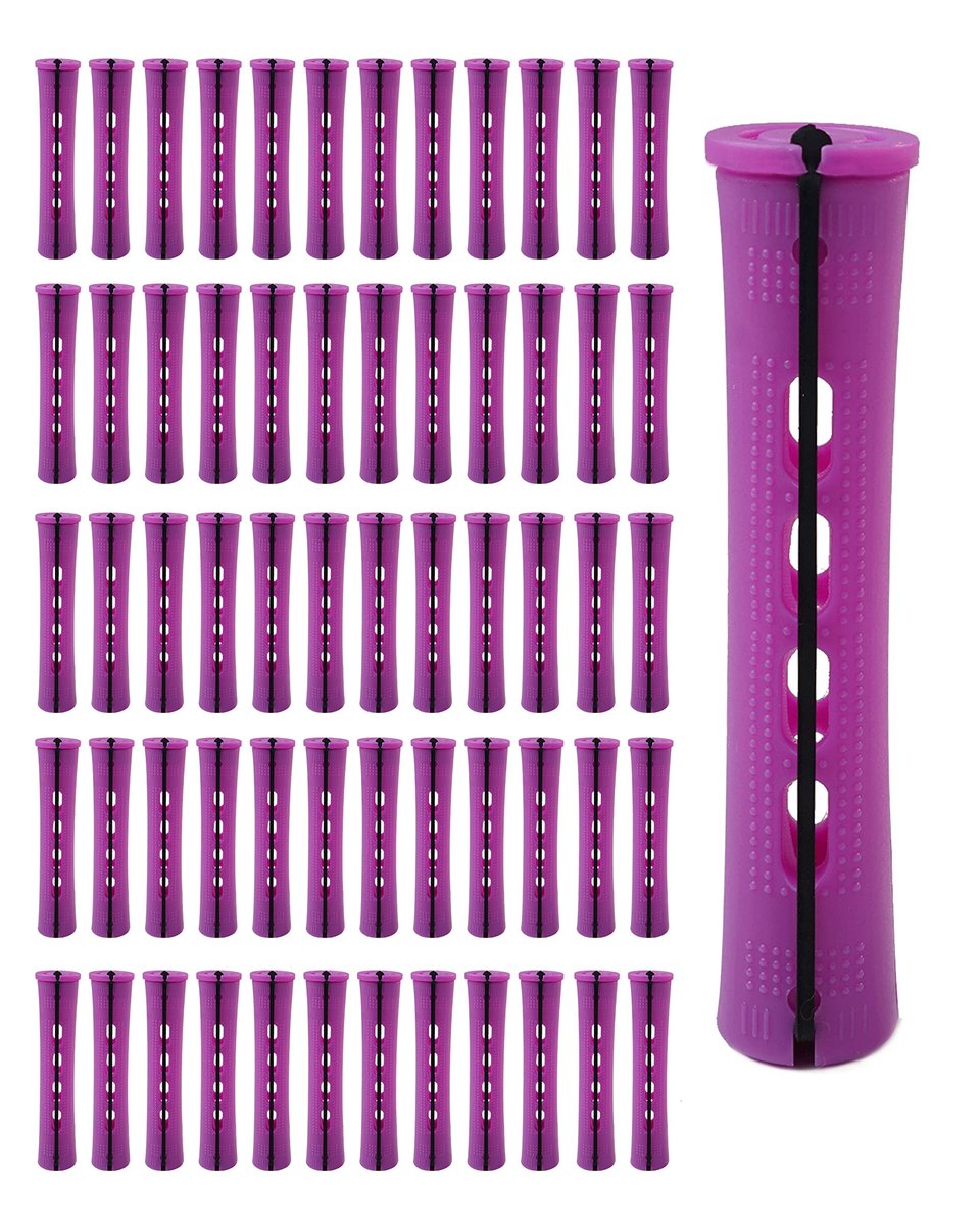 DF DUALFERV 60-Pack Purple Perm Rods 0.75 Inch - Plastic Cold Hair Roller Curlers for Natural Hair, Long Medium Short Hair Styling Tool Avelisse
