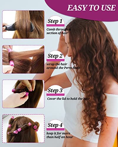 DF DUALFERV 60-Pack Purple Perm Rods 0.75 Inch - Plastic Cold Hair Roller Curlers for Natural Hair, Long Medium Short Hair Styling Tool Avelisse