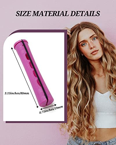 DF DUALFERV 60-Pack Purple Perm Rods 0.75 Inch - Plastic Cold Hair Roller Curlers for Natural Hair, Long Medium Short Hair Styling Tool Avelisse