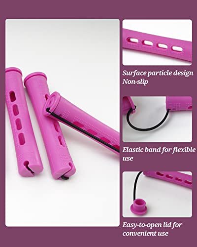 DF DUALFERV 60-Pack Purple Perm Rods 0.75 Inch - Plastic Cold Hair Roller Curlers for Natural Hair, Long Medium Short Hair Styling Tool Avelisse