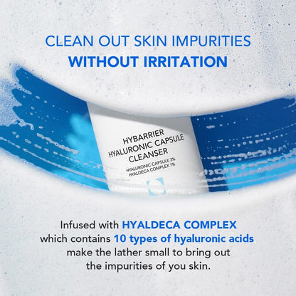 SKIN&LAB Hybarrier Hyaluronic Capsule Cleanser - Daily Gel Cleanser with Hyaluronic Capsules & Hyaldeca Complex for All Skin Types, 6.76 fl oz