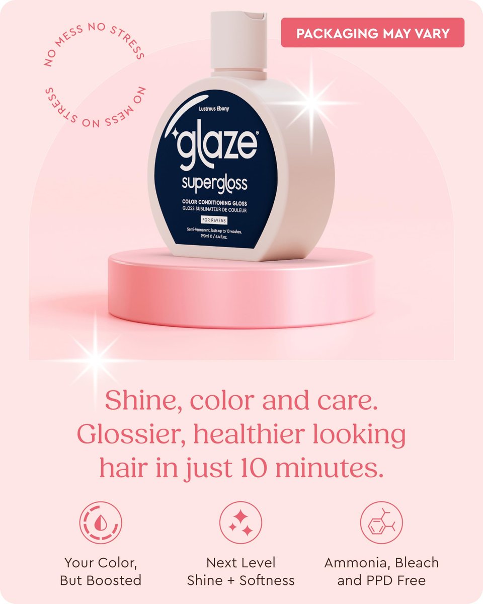 Glaze Supergloss Color Conditioning Gloss with Dispensing Pump – Hydrating Semi-Permanent Color Hair Gloss & Shine Boost – Vegan, Cruelty-Free – 6.4 fl oz – Lustrous Ebony (Blue Black) Avelisse