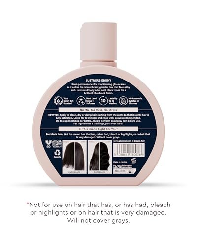 Glaze Supergloss Color Conditioning Gloss with Dispensing Pump – Hydrating Semi-Permanent Color Hair Gloss & Shine Boost – Vegan, Cruelty-Free – 6.4 fl oz – Lustrous Ebony (Blue Black) Avelisse