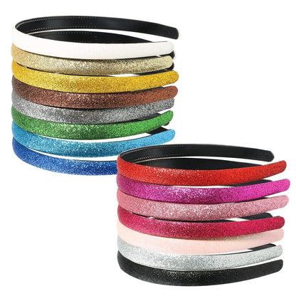 doboi 15 Colors Toddler Headbands - Sparkle Glitter Thin Plastic Headbands for Girls - Non-Slip Fashion Hairbands