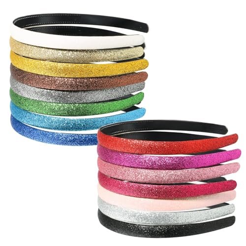 doboi 15 Colors Toddler Headbands - Sparkle Glitter Thin Plastic Headbands for Girls - Non-Slip Fashion Hairbands - görsel 2