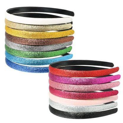 doboi 15 Colors Toddler Headbands - Sparkle Glitter Thin Plastic Headbands for Girls - Non-Slip Fashion Hairbands