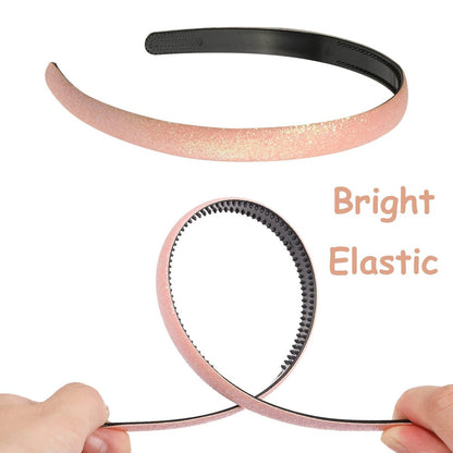 doboi 15 Colors Toddler Headbands - Sparkle Glitter Thin Plastic Headbands for Girls - Non-Slip Fashion Hairbands