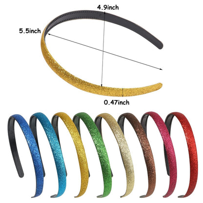 doboi 15 Colors Toddler Headbands - Sparkle Glitter Thin Plastic Headbands for Girls - Non-Slip Fashion Hairbands
