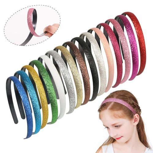 doboi 15 Colors Toddler Headbands - Sparkle Glitter Thin Plastic Headbands for Girls - Non-Slip Fashion Hairbands - görsel 6