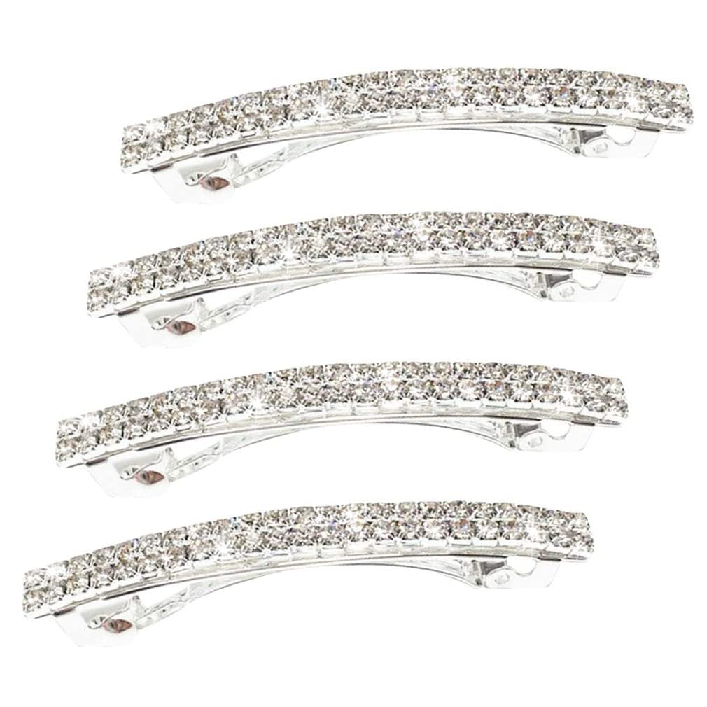 Silver Crystal Rhinestone Hair Clips - Sparkly Bling Spring Barrettes for Women & Girls (Pack of 4) - görsel 1