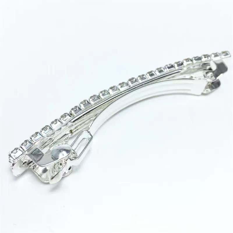 Silver Crystal Rhinestone Hair Clips - Sparkly Bling Spring Barrettes for Women & Girls (Pack of 4) - görsel 4