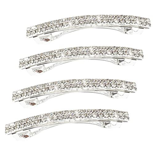 Silver Crystal Rhinestone Hair Clips - Sparkly Bling Spring Barrettes for Women & Girls (Pack of 4) - görsel 2