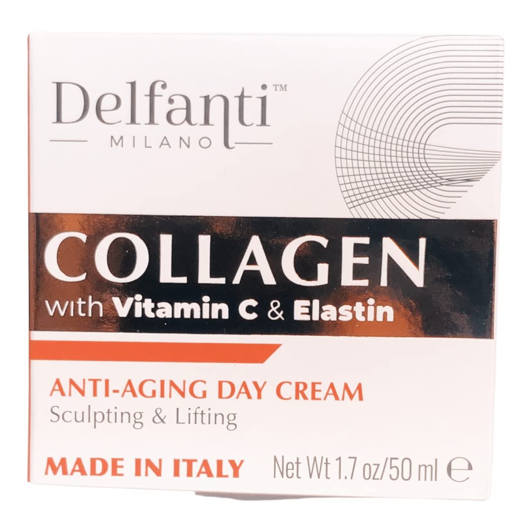 Delfanti-Milano COLLAGEN with VITAMIN C & ELASTIN Sculpting & Lifting Anti-Aging Day Cream - Face and Neck Moisturizer - Made in Italy (1.69 Fl Oz) Avelisse