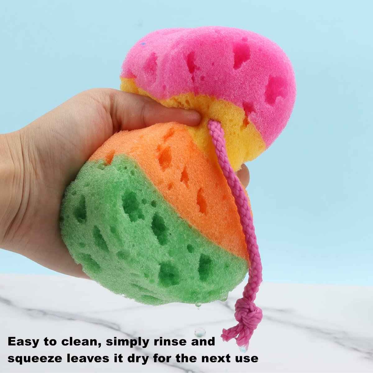 BTYMS 3-Piece Exfoliating Bath Sponge Set - Soft Loofah Body Scrubbers for Gentle Cleansing - görsel 9