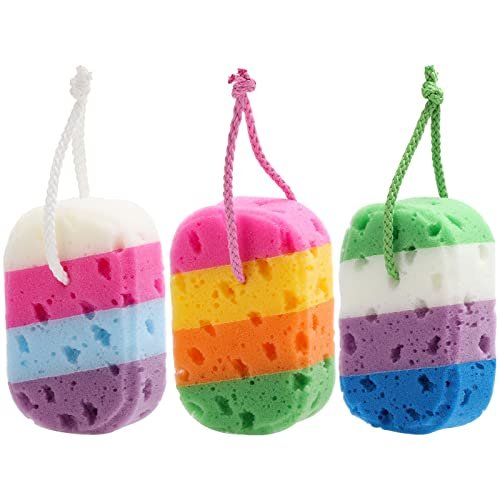 BTYMS 3-Piece Exfoliating Bath Sponge Set - Soft Loofah Body Scrubbers for Gentle Cleansing - görsel 2