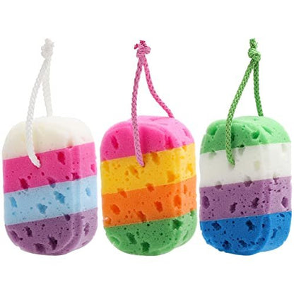 BTYMS 3-Piece Exfoliating Bath Sponge Set - Soft Loofah Body Scrubbers for Gentle Cleansing