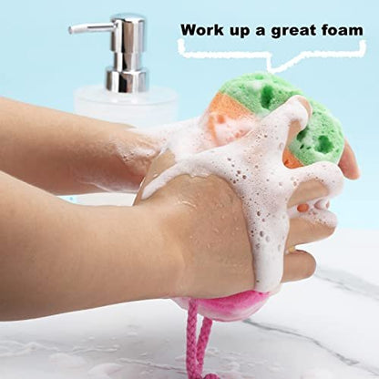 BTYMS 3-Piece Exfoliating Bath Sponge Set - Soft Loofah Body Scrubbers for Gentle Cleansing