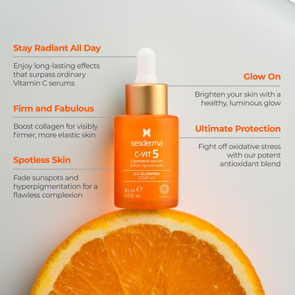 Sesderma C-VIT 5 Fusion Vitamin C Serum – Hydrating, Brightening, Antioxidant Serum for Radiant Skin, 1 fl oz Avelisse