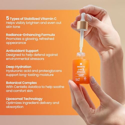 Sesderma C-VIT 5 Fusion Vitamin C Serum – Hydrating, Brightening, Antioxidant Serum for Radiant Skin, 1 fl oz Avelisse