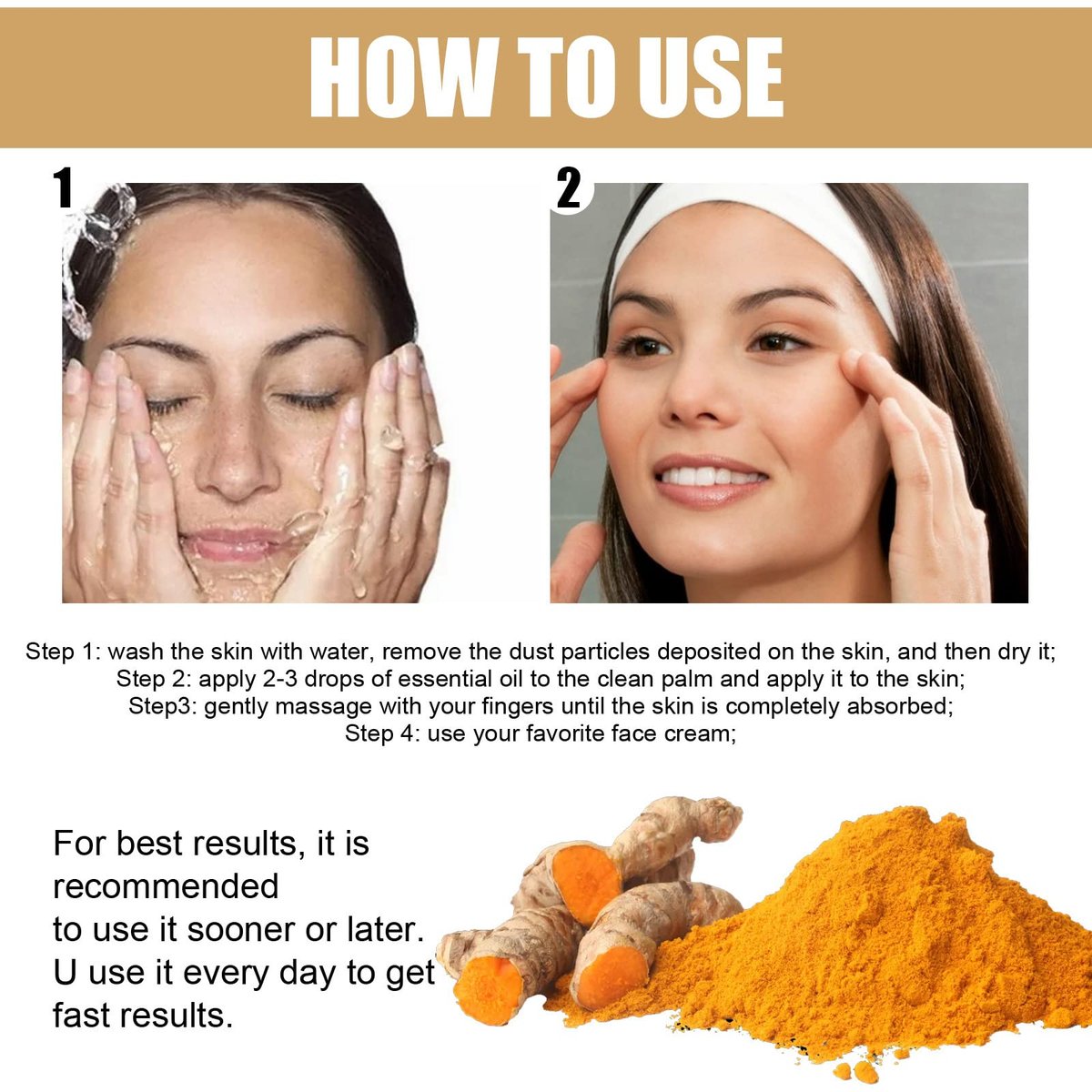 2 Pack Turmeric Dark Spot Corrector Serum Oil – Natural Brightening Face Serum for Dark Spots, Even Skin Tone, and Moisturizing Repair (30ml Each) - görsel 9