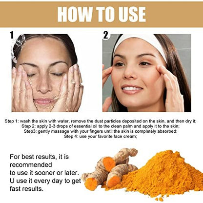 2 Pack Turmeric Dark Spot Corrector Serum Oil – Natural Brightening Face Serum for Dark Spots, Even Skin Tone, and Moisturizing Repair (30ml Each)