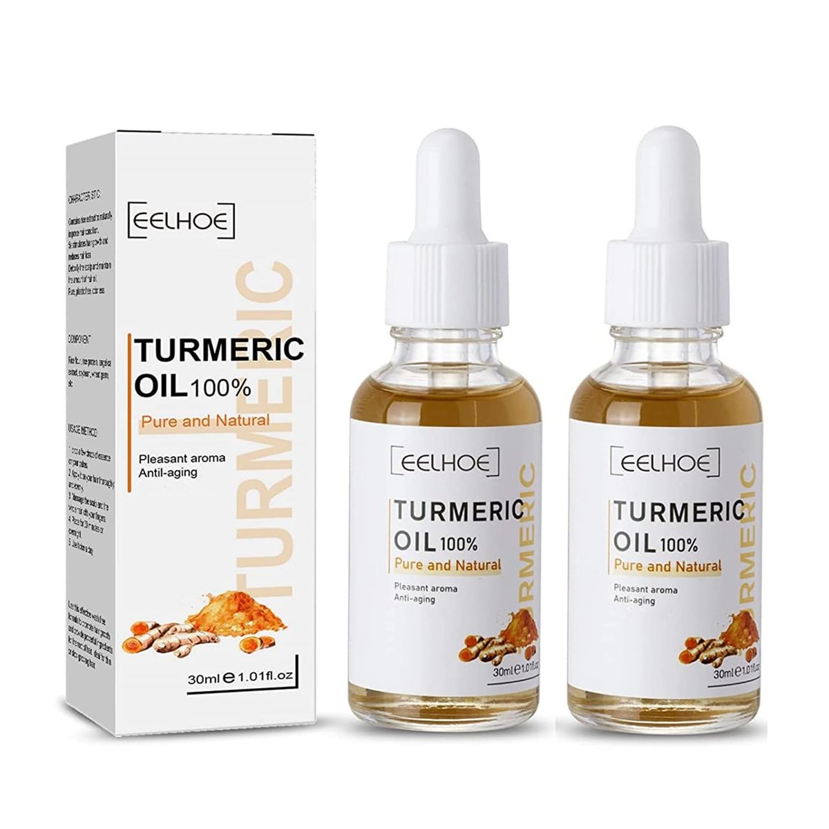 2 Pack Turmeric Dark Spot Corrector Serum Oil – Natural Brightening Face Serum for Dark Spots, Even Skin Tone, and Moisturizing Repair (30ml Each) - görsel 1