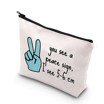 You See a Peace Sign I See 5-6 cm OBGYN Zipper Pouch - Novelty Labor & Delivery Nurse Gift Makeup Bag