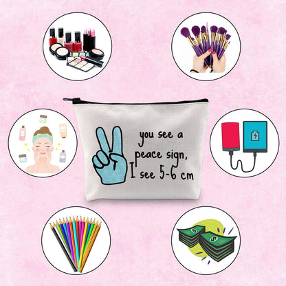 You See a Peace Sign I See 5-6 cm OBGYN Zipper Pouch - Novelty Labor & Delivery Nurse Gift Makeup Bag