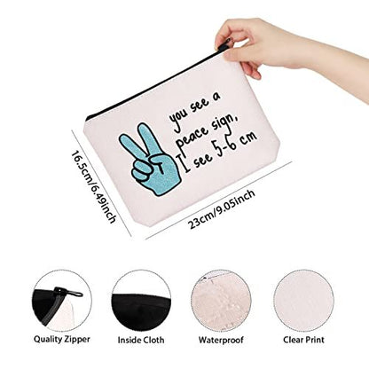 You See a Peace Sign I See 5-6 cm OBGYN Zipper Pouch - Novelty Labor & Delivery Nurse Gift Makeup Bag