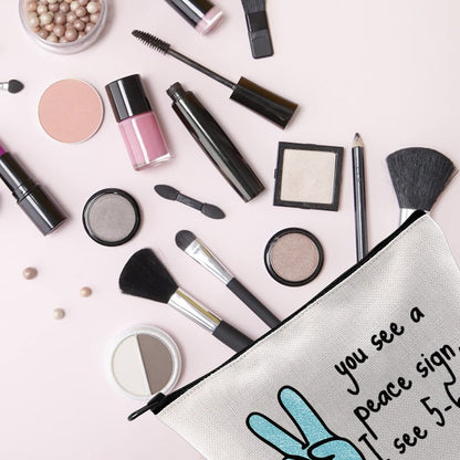 You See a Peace Sign I See 5-6 cm OBGYN Zipper Pouch - Novelty Labor & Delivery Nurse Gift Makeup Bag