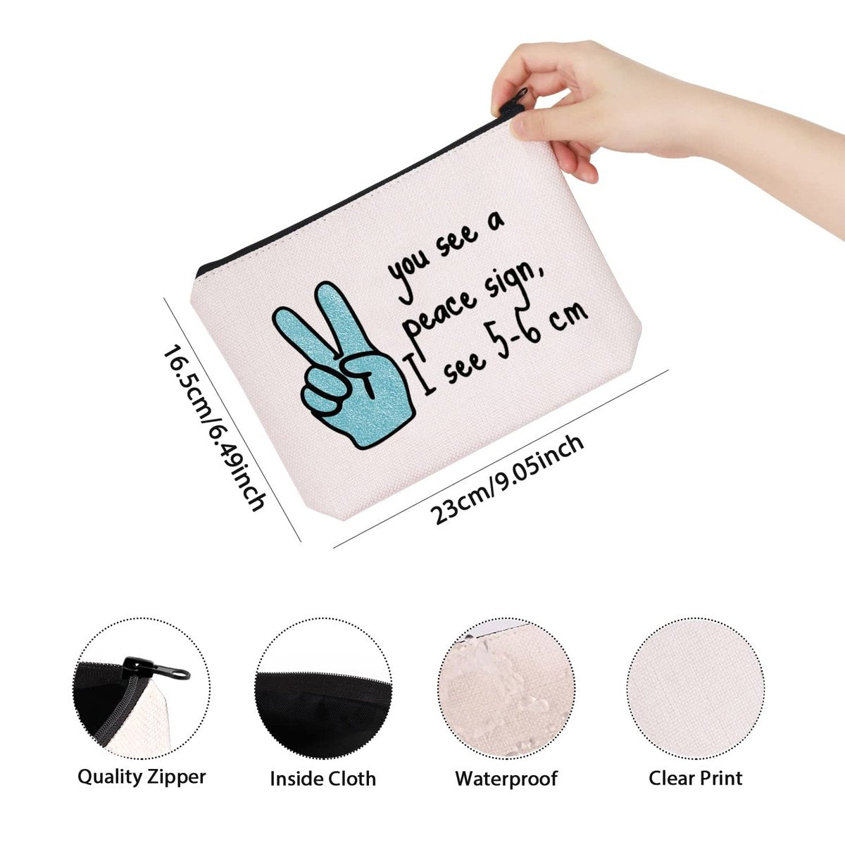 You See a Peace Sign I See 5-6 cm OBGYN Zipper Pouch - Novelty Labor & Delivery Nurse Gift Makeup Bag - görsel 3