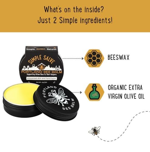 Portland Bee Balm Simple Salve - All Natural Handmade Beeswax Based Hand and Body Moisturizing Balm, 2 oz Avelisse
