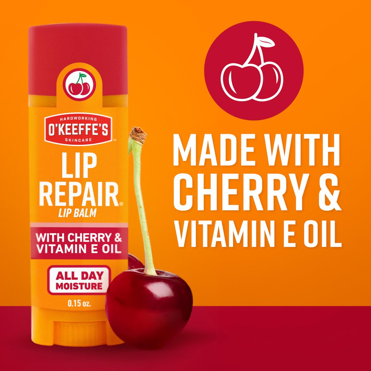 O'Keeffe's Lip Repair Lip Balm with Cherry & Vitamin E Oil - Twin Pack Stick Moisturizer for Extremely Cracked, Dry Lips - görsel 13