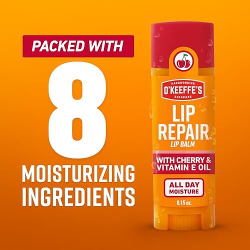 O'Keeffe's Lip Repair Lip Balm with Cherry & Vitamin E Oil - Twin Pack Stick Moisturizer for Extremely Cracked, Dry Lips - görsel 8