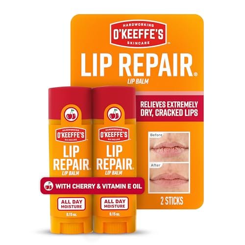 O'Keeffe's Lip Repair Lip Balm with Cherry & Vitamin E Oil - Twin Pack Stick Moisturizer for Extremely Cracked, Dry Lips - görsel 2