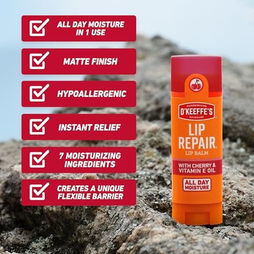 O'Keeffe's Lip Repair Lip Balm with Cherry & Vitamin E Oil - Stick (3 Pack) - Moisturizer for Extremely Cracked, Dry Lips - görsel 15