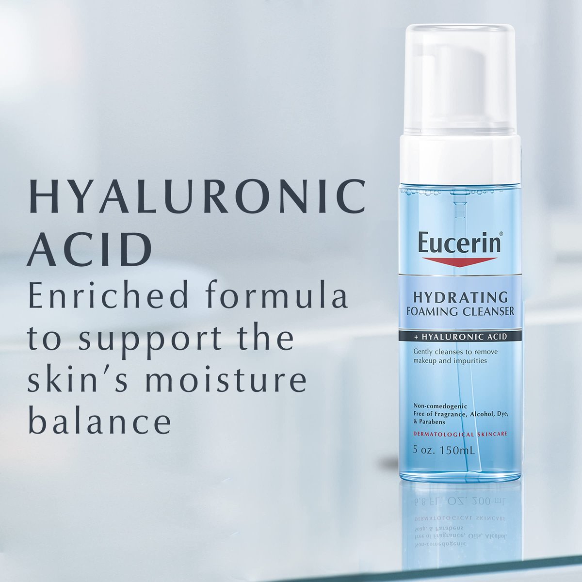 Eucerin Hydrating Foaming Daily Facial Cleanser with Hyaluronic Acid, 5 Fl Oz - görsel 7